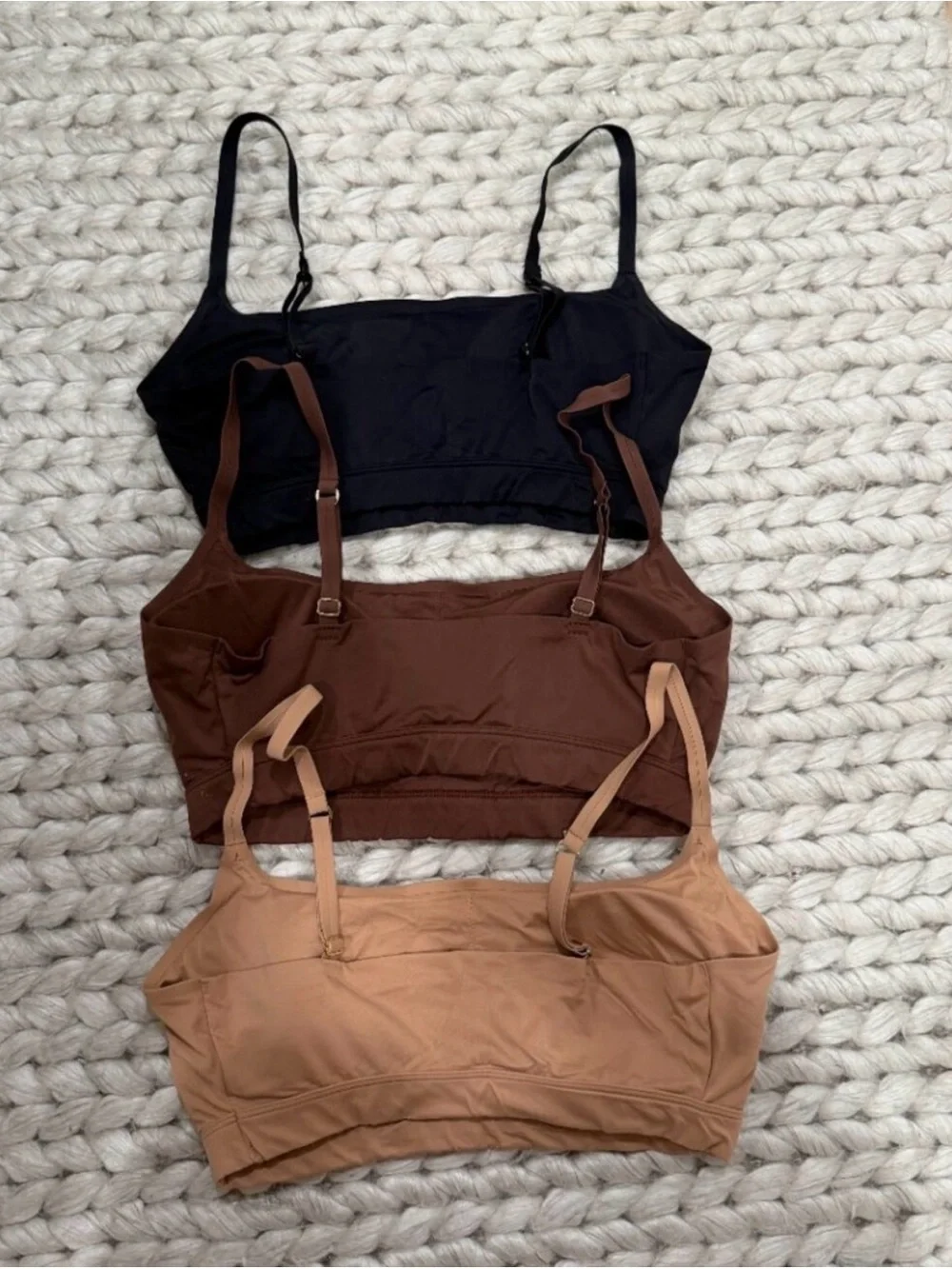 Set of 3 Seamless Bralettes - Black, Brown, Nude